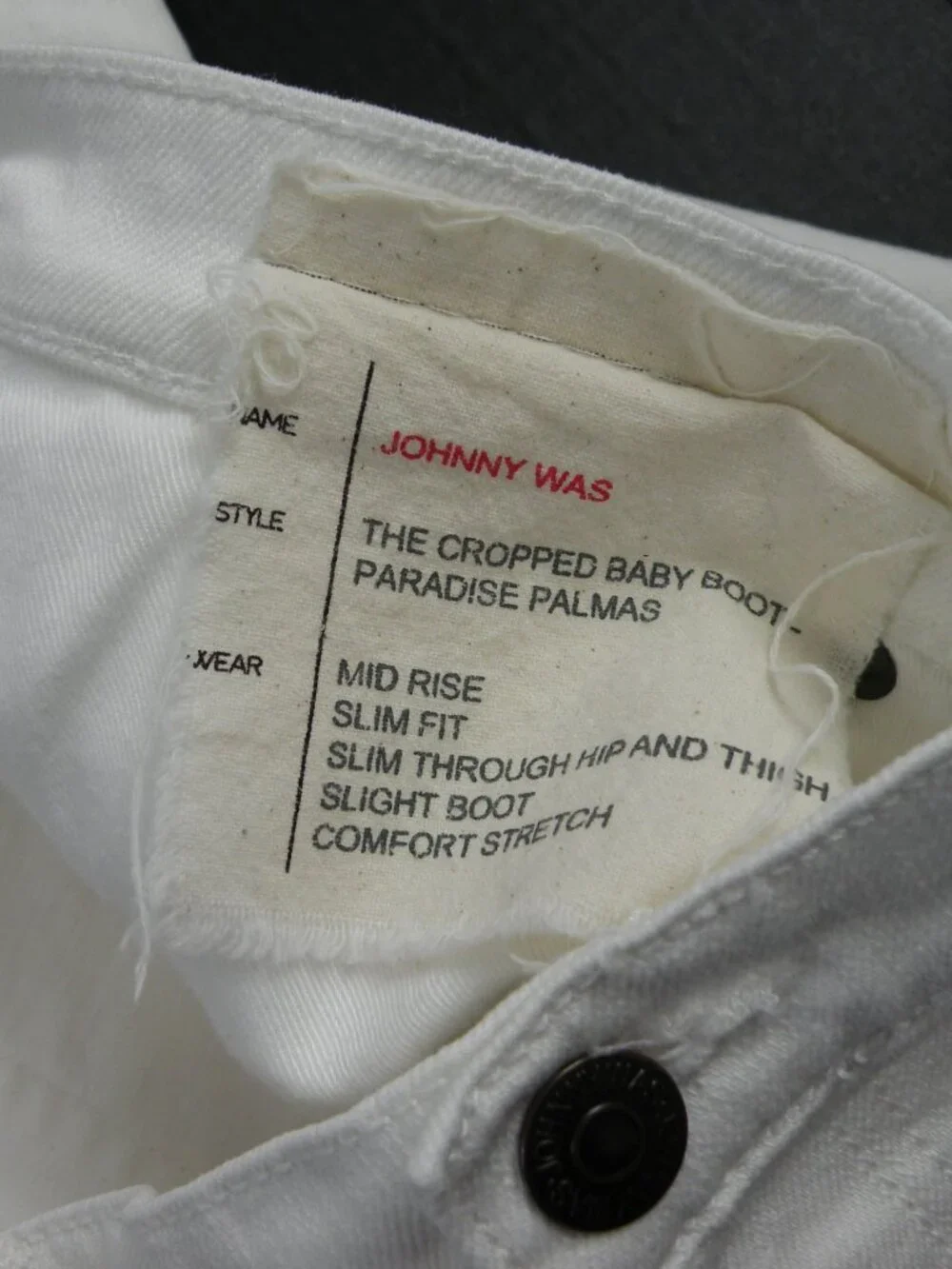 Johnny Was Jeans Womens 32 White Cropped Baby Boot Paradise Palm Embroidered